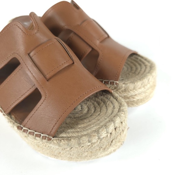 MARC FISHER LTD Brown LEATHER Robbyn Espadrille Wedge Sandal Size 9M - Picture 3 of 16
